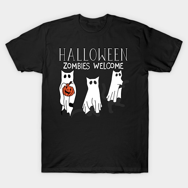 Halloween Cats T-Shirt by Mplanet